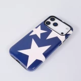 iPhone 18 Pro Max / 17 Pro Max Case Hülle - Star pop mit Sternenmuster doppelter Schutz durch Silikon-Innenhülle und robuste Kunststoff-Außenschale - Blau