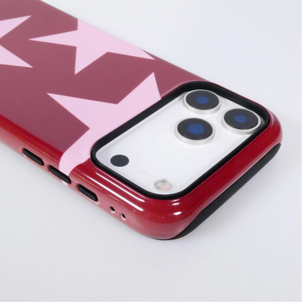 iPhone 18 Pro Max / 17 Pro Max Case Hülle - Star pop mit Sternenmuster doppelter Schutz durch Silikon-Innenhülle und robuste Kunststoff-Außenschale - Bordeauxrot