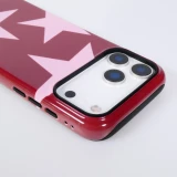 iPhone 18 Pro Max / 17 Pro Max Case Hülle - Star pop mit Sternenmuster doppelter Schutz durch Silikon-Innenhülle und robuste Kunststoff-Außenschale - Bordeauxrot