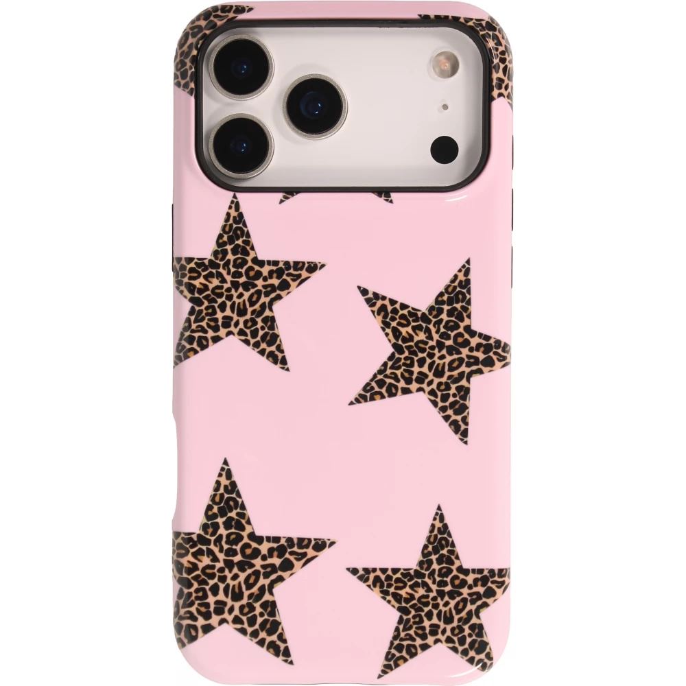 iPhone 18 Pro Max / 17 Pro Max Case Hülle - Star pop mit Sternenmuster doppelter Schutz durch Silikon-Innenhülle und robuste Kunststoff-Außenschale - Braun