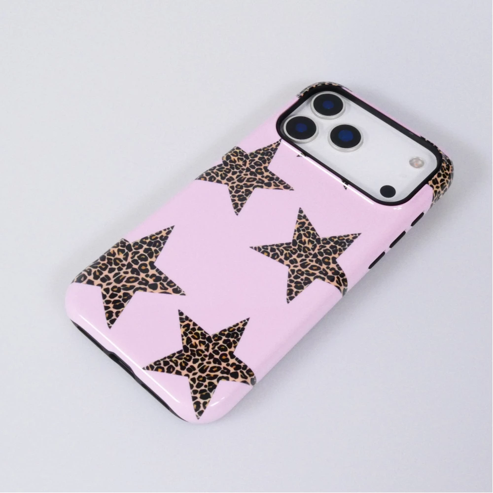 iPhone 18 Pro Max / 17 Pro Max Case Hülle - Star pop mit Sternenmuster doppelter Schutz durch Silikon-Innenhülle und robuste Kunststoff-Außenschale - Braun