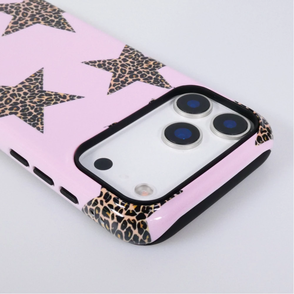 iPhone 18 Pro Max / 17 Pro Max Case Hülle - Star pop mit Sternenmuster doppelter Schutz durch Silikon-Innenhülle und robuste Kunststoff-Außenschale - Braun