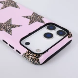 iPhone 18 Pro Max / 17 Pro Max Case Hülle - Star pop mit Sternenmuster doppelter Schutz durch Silikon-Innenhülle und robuste Kunststoff-Außenschale - Braun