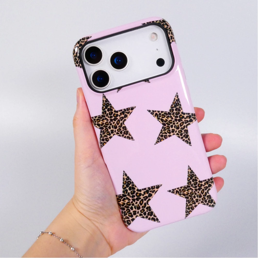iPhone 18 Pro Max / 17 Pro Max Case Hülle - Star pop mit Sternenmuster doppelter Schutz durch Silikon-Innenhülle und robuste Kunststoff-Außenschale - Braun