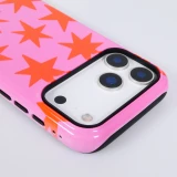 iPhone 18 Pro Max / 17 Pro Max Case Hülle - Star pop mit Sternenmuster doppelter Schutz durch Silikon-Innenhülle und robuste Kunststoff-Außenschale - Rosa