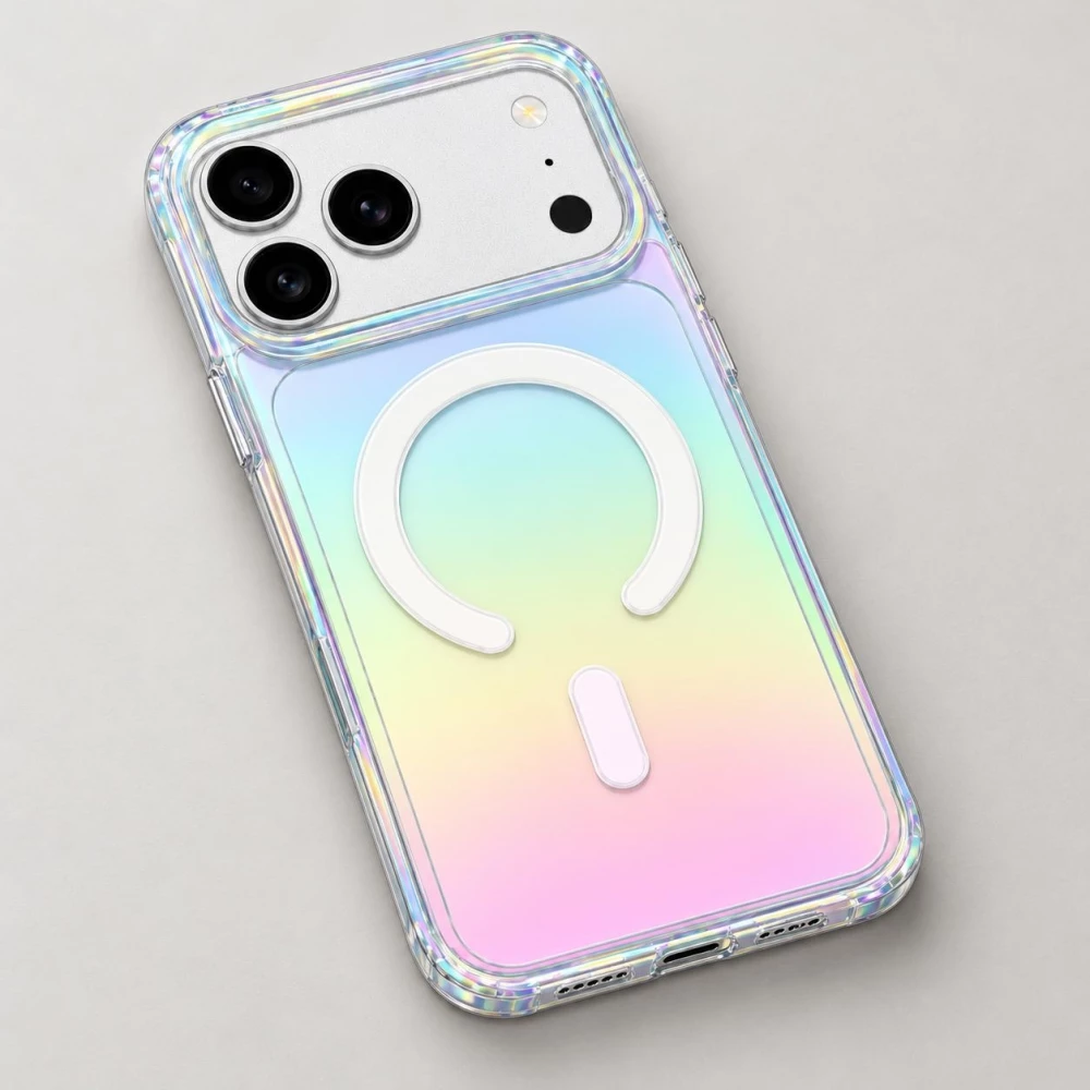 iPhone 18 Pro Max / 17 Pro Max Case Hülle - Transparent schillernd mit regenbogen-farbverlauf und farbeffekt MagSafe-kompatibel - Multicolore