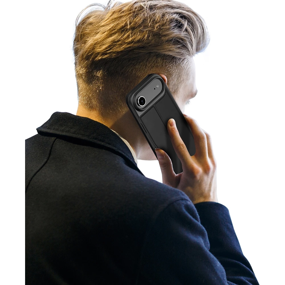 iPhone Air Case H&uuml;lle - Dux Ducis Skin Pro - Flexibles PU und TPU Kunstleder mit Kartenfach und Klappe - Schwarz