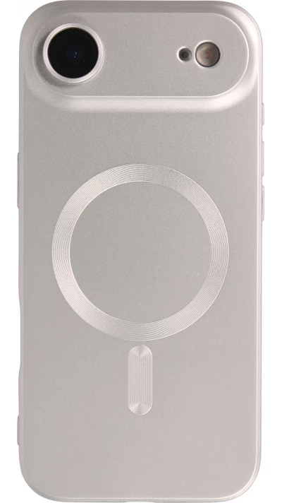 iPhone Air Case Hülle - Gummi weich mit Kameraschutzglas MagSafe - Silber