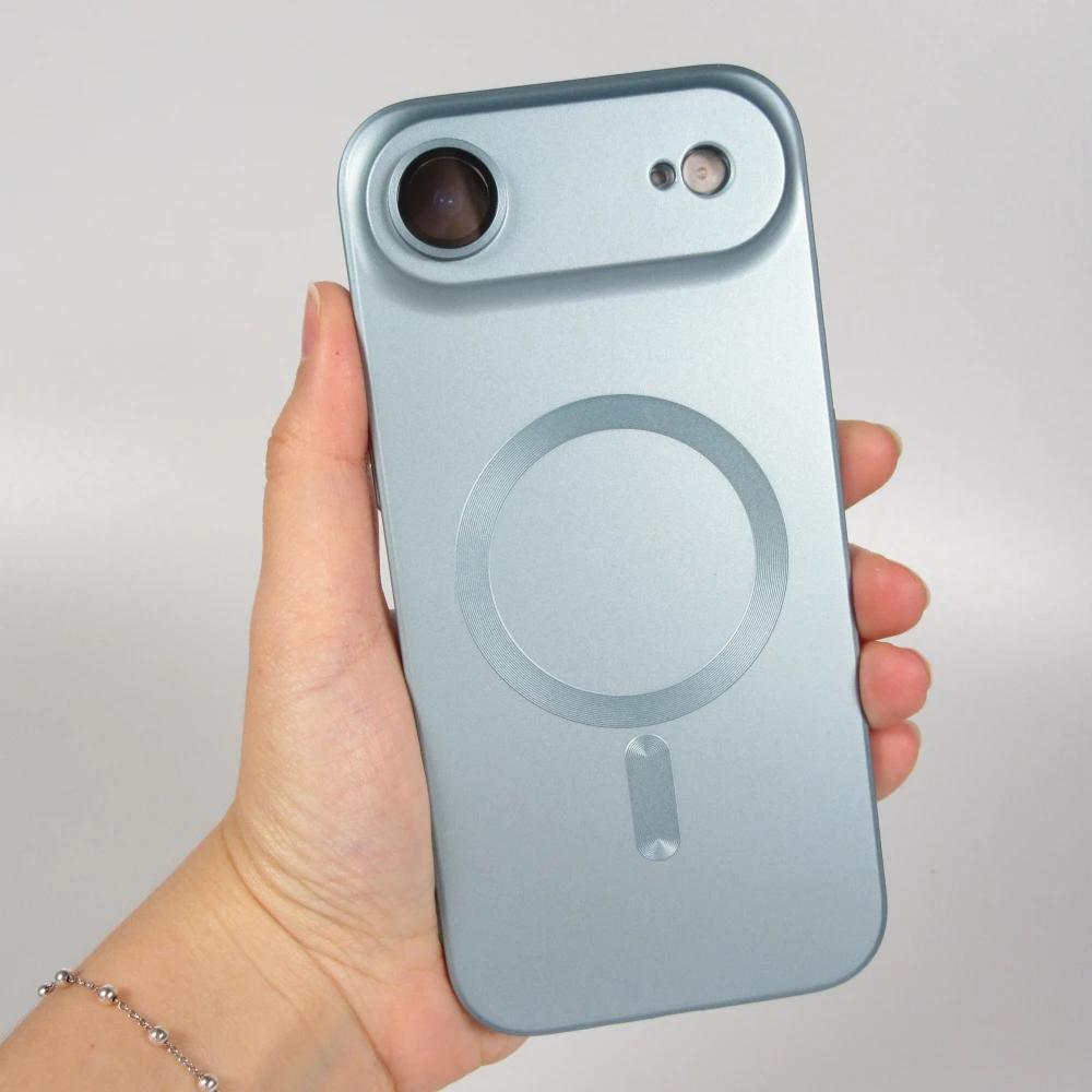Coque iPhone Air - Gel souple avec vitre de protection caméra MagSafe - Bleu