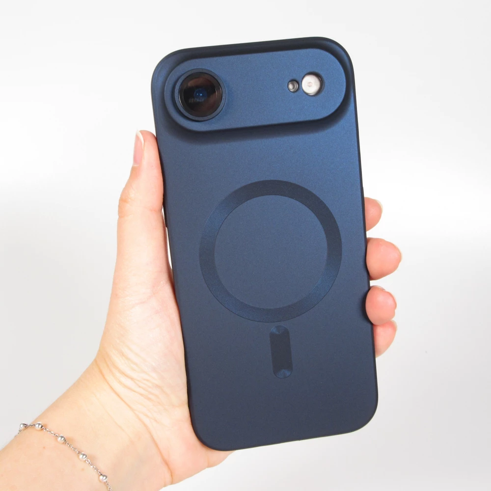 Coque iPhone Air - Gel souple avec vitre de protection caméra MagSafe - Bleu foncé