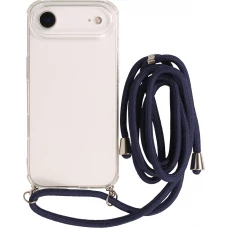 Hülle iPhone Air - Gummi transparent mit Seil blau