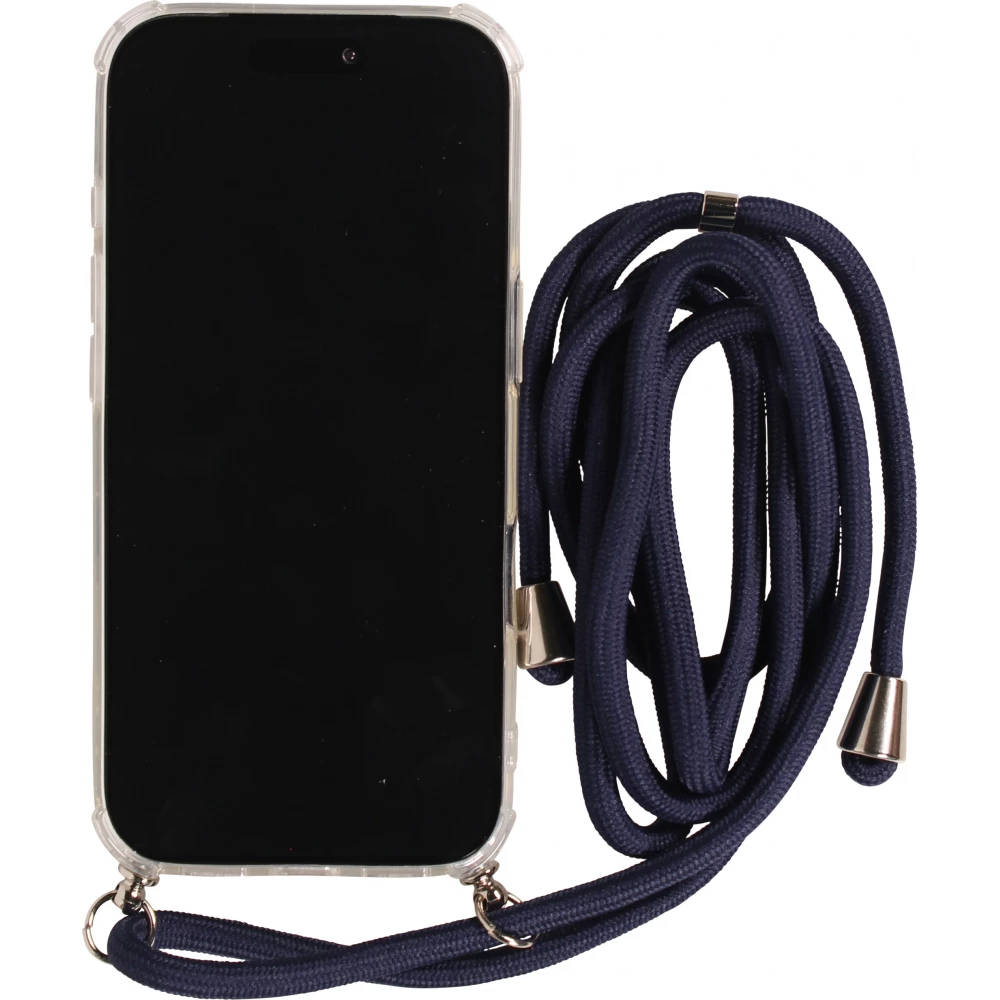 Hülle iPhone Air - Gummi transparent mit Seil blau