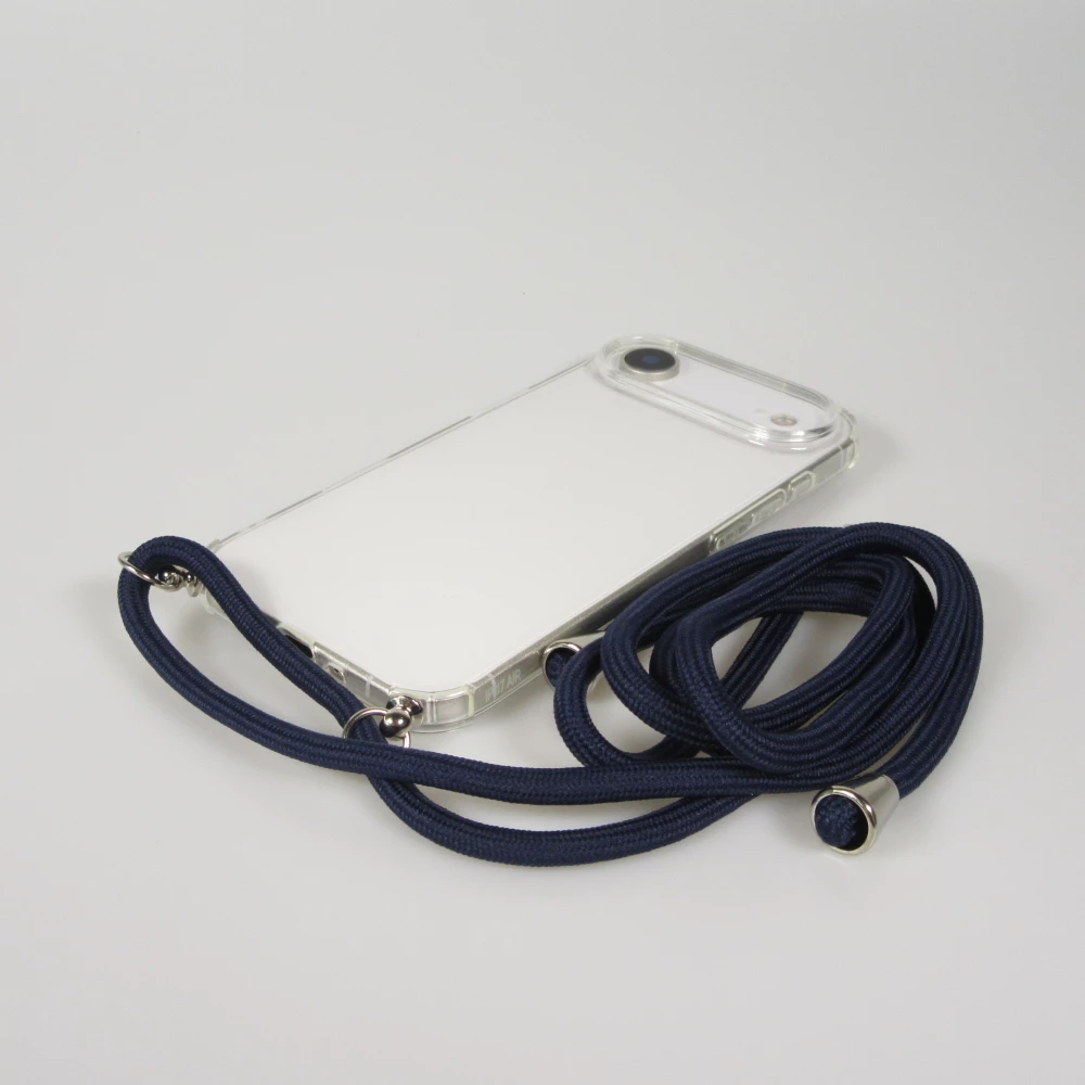 Hülle iPhone Air - Gummi transparent mit Seil blau