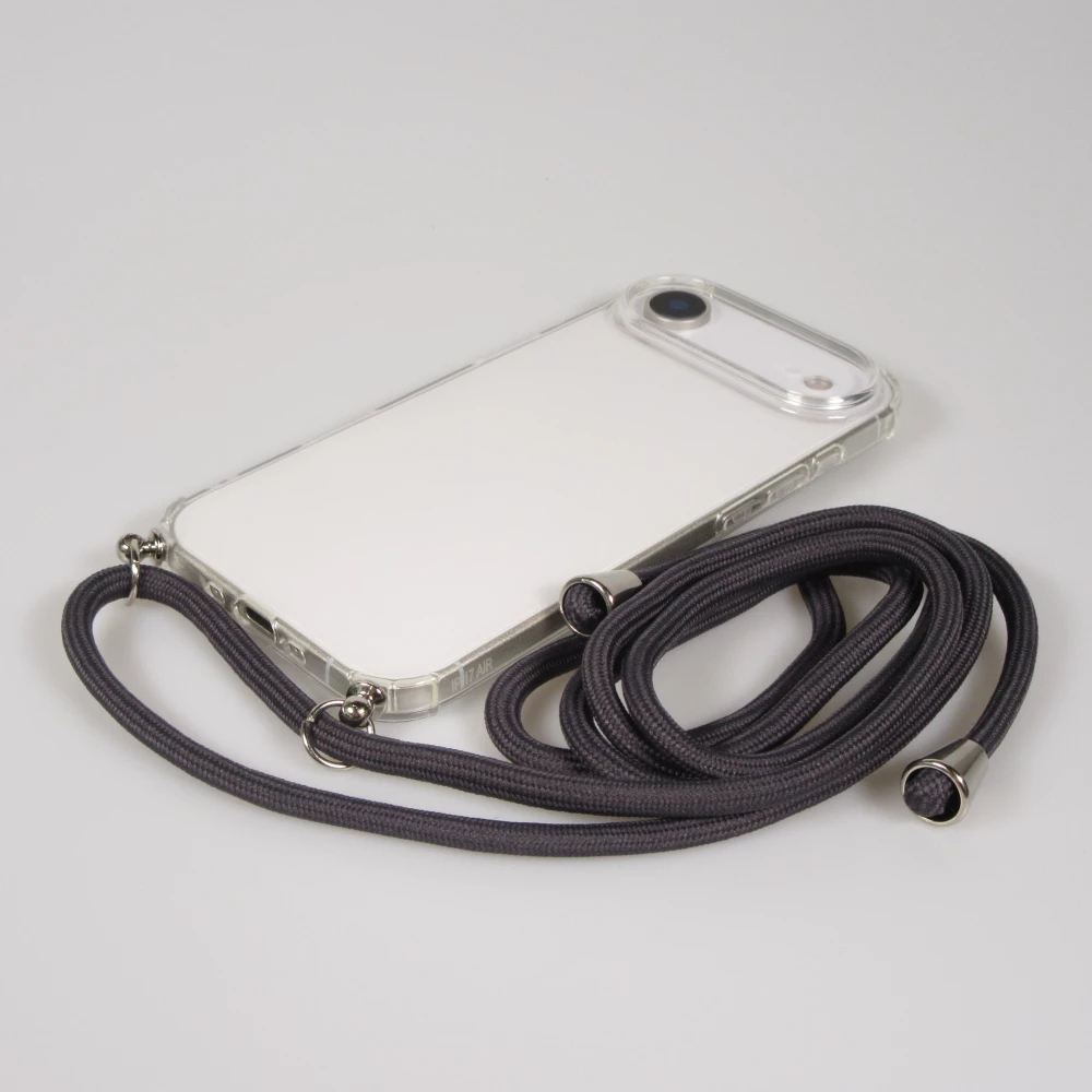 Coque iPhone Air - Gel transparent avec lacet - Gris