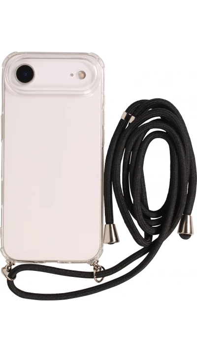 Hülle iPhone Air - Gummi transparent mit Seil - Schwarz