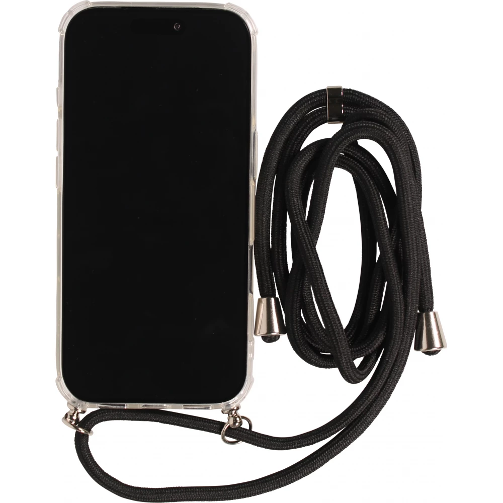 Coque iPhone Air - Gel transparent avec lacet - Noir