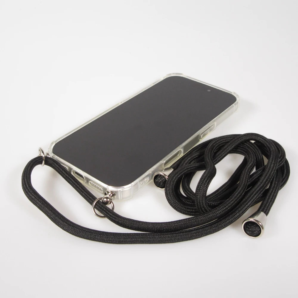 Coque iPhone Air - Gel transparent avec lacet - Noir