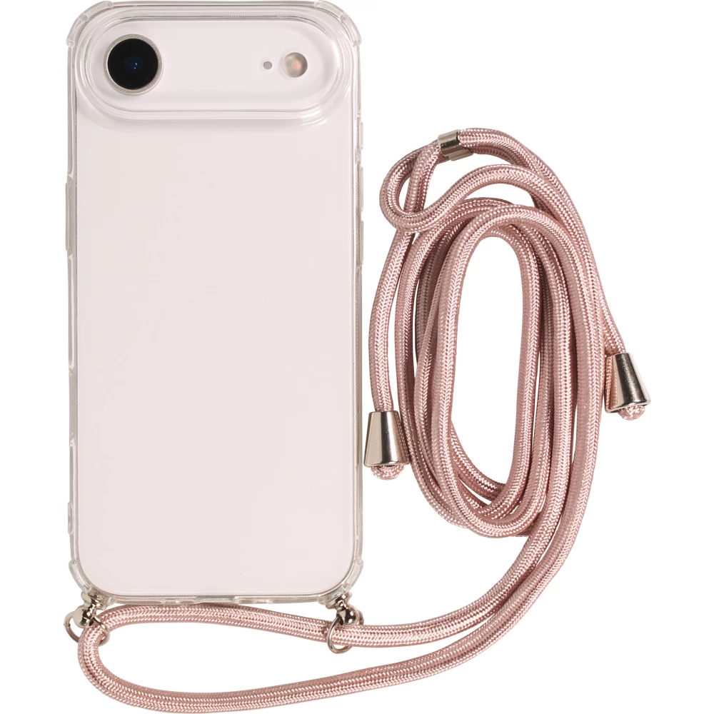 Hülle iPhone Air - Gummi transparent mit Seil rosa - Gold
