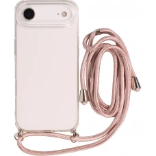 Hülle iPhone Air - Gummi transparent mit Seil rosa - Gold
