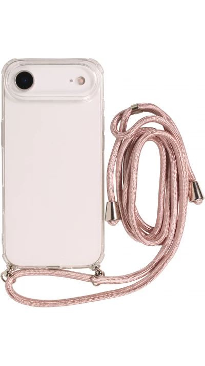 Hülle iPhone Air - Gummi transparent mit Seil rosa - Gold