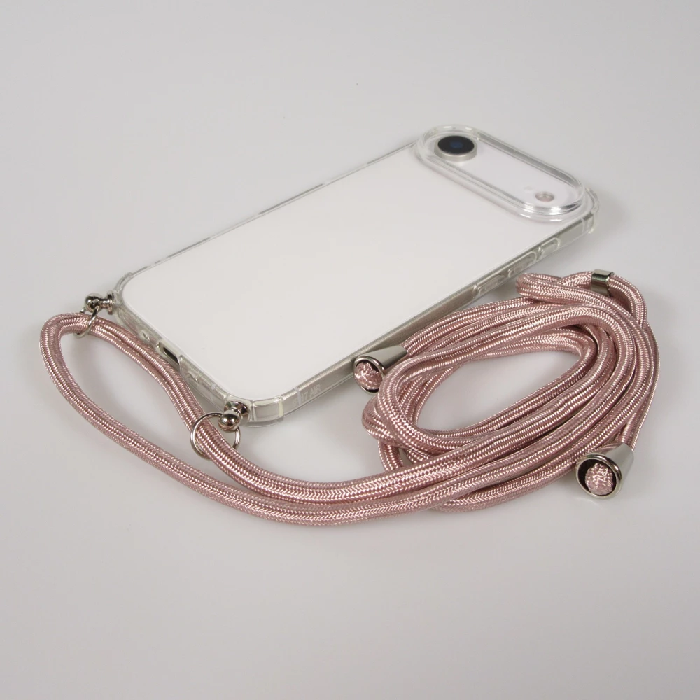 Hülle iPhone Air - Gummi transparent mit Seil rosa - Gold