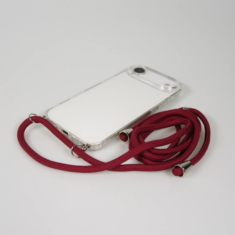 Coque iPhone Air - Gel transparent avec lacet - Rouge