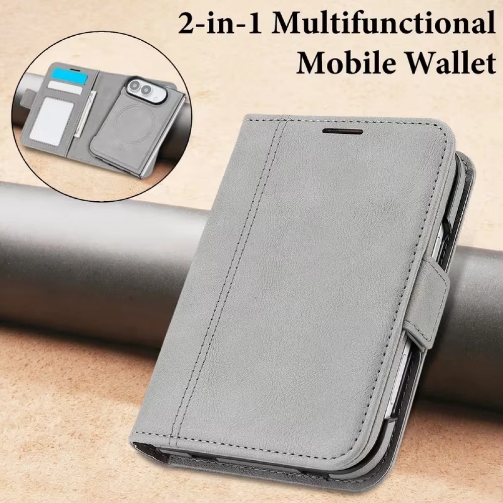 Coque iPhone Duo - Executive Wallet finition PU textur&eacute;e avec rabat int&eacute;gral et fermeture magn&eacute;tique - Rose