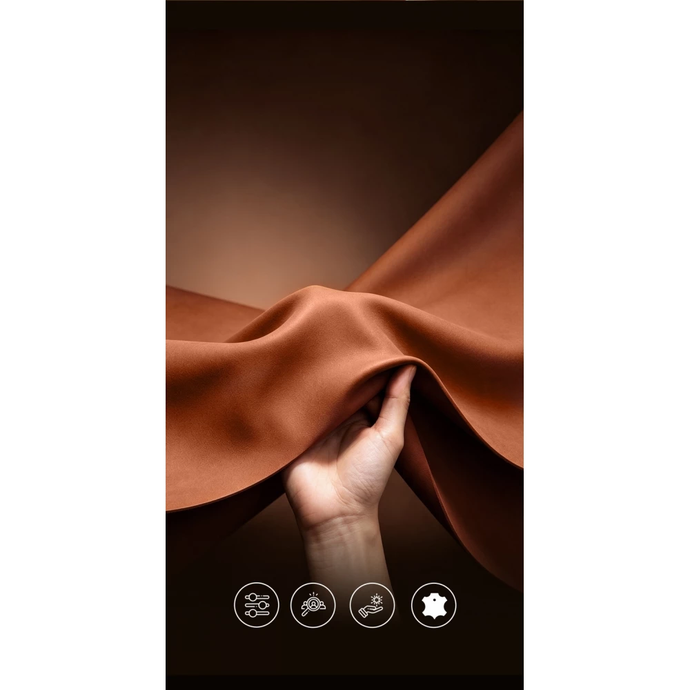 Coque iPhone Duo - Flip Qialino Full grain Wallet cuir véritable mat avec fermeture magnétique - Brun clair