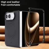 Coque iPhone Duo - Magnétique MagSafe premium effet cuir avec protection caméra et charge sans fil - Noir