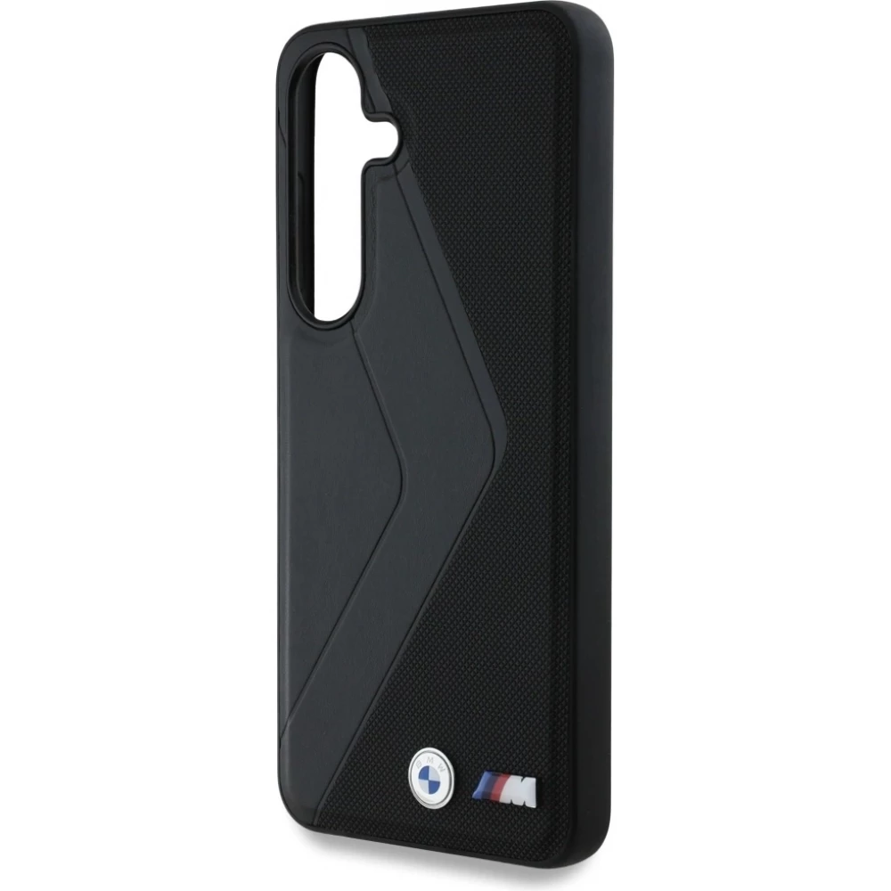 Coque Samsung Galaxy S25 - BMW Oversized rayures compatible MagSafe en cuir  - Noir