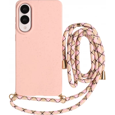 Coque Samsung Galaxy S25 Edge - Bio Eco-Friendly nature avec cordon collier - Rose