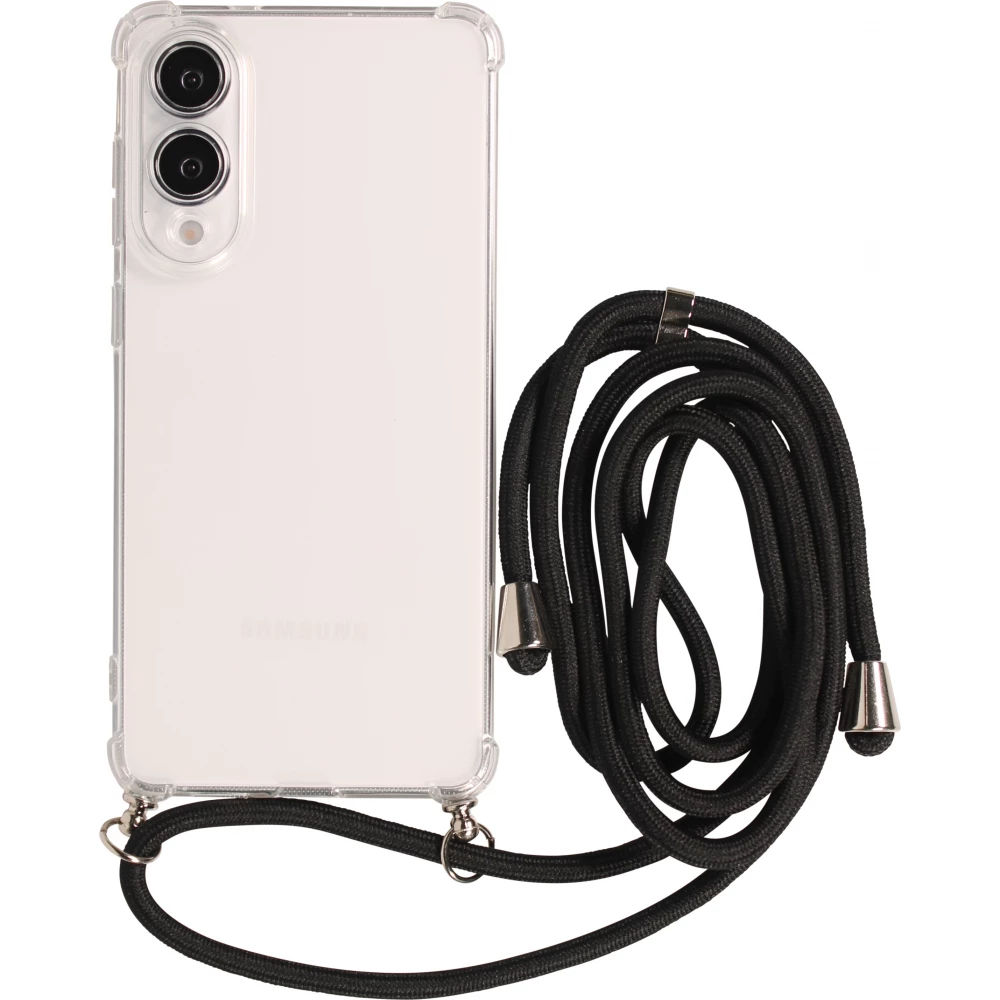 Hülle Samsung Galaxy S25 FE - Gummi transparent mit Seil - Schwarz
