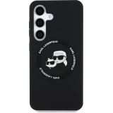 Galaxy S25 Case Hülle - Karl Lagerfeld Silikon-Hülle mit Karl und Choupette Design, MagSafe-kompatibel - Schwarz