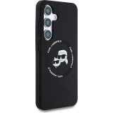 Galaxy S25 Case Hülle - Karl Lagerfeld Silikon-Hülle mit Karl und Choupette Design, MagSafe-kompatibel - Schwarz