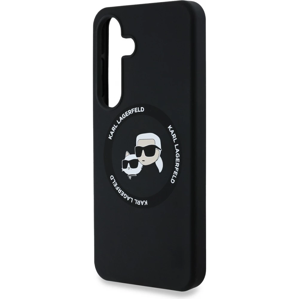 Galaxy S25 Case Hülle - Karl Lagerfeld Silikon-Hülle mit Karl und Choupette Design, MagSafe-kompatibel - Schwarz