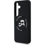 Galaxy S25 Case Hülle - Karl Lagerfeld Silikon-Hülle mit Karl und Choupette Design, MagSafe-kompatibel - Schwarz