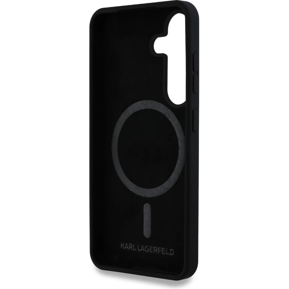 Galaxy S25 Case Hülle - Karl Lagerfeld Silikon-Hülle mit Karl und Choupette Design, MagSafe-kompatibel - Schwarz