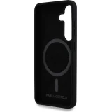 Galaxy S25 Case Hülle - Karl Lagerfeld Silikon-Hülle mit Karl und Choupette Design, MagSafe-kompatibel - Schwarz