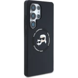 Galaxy S25 Ultra Case H&uuml;lle - Karl Lagerfeld Silikonh&uuml;lle mit Karl und Choupette Design, MagSafe-kompatibel - Schwarz