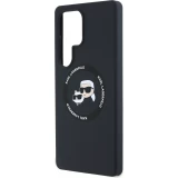 Galaxy S25 Ultra Case H&uuml;lle - Karl Lagerfeld Silikonh&uuml;lle mit Karl und Choupette Design, MagSafe-kompatibel - Schwarz