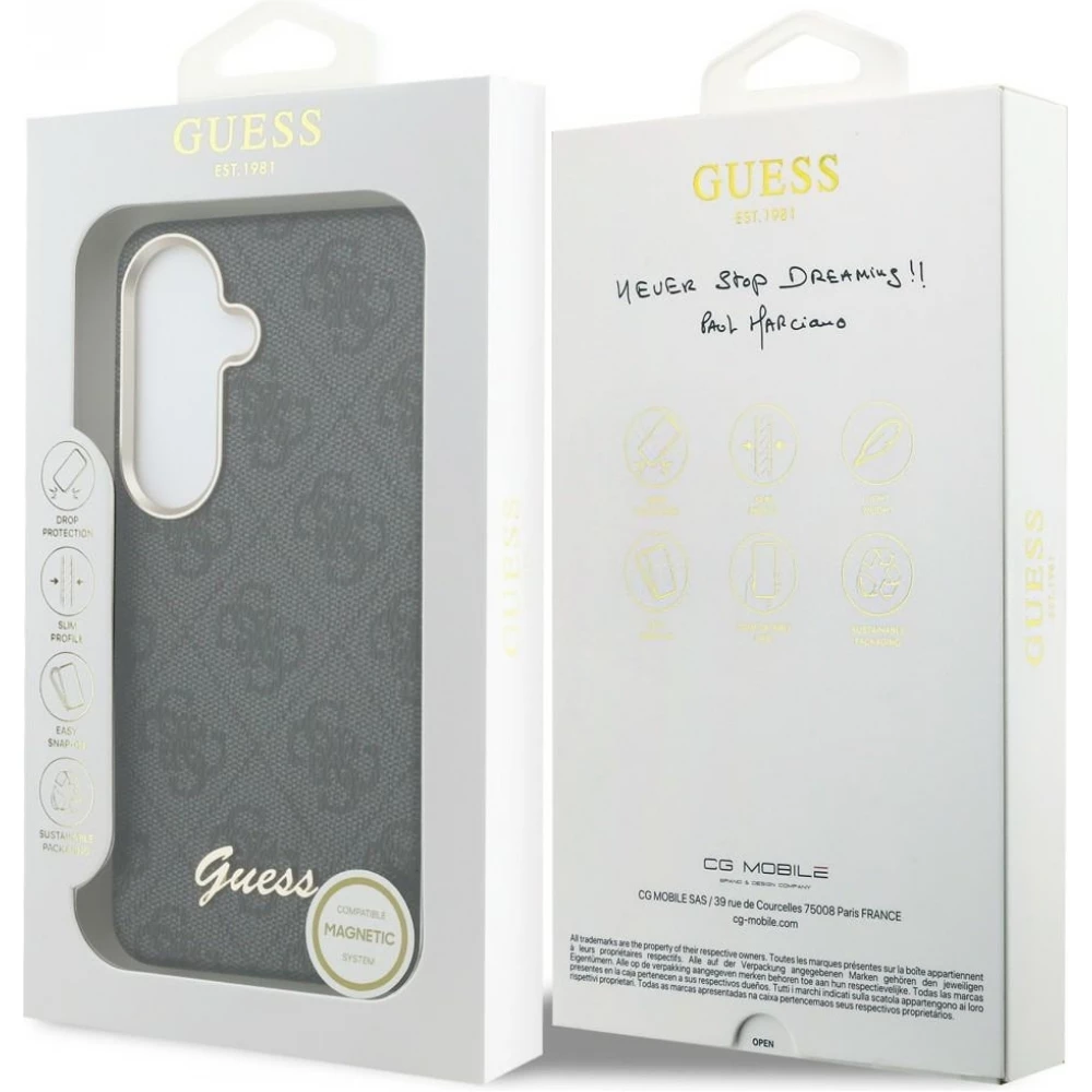 Galaxy S26 Case H&uuml;lle - Guess 4G Script MagSafe Magnetische elegante Schutz - Schwarz