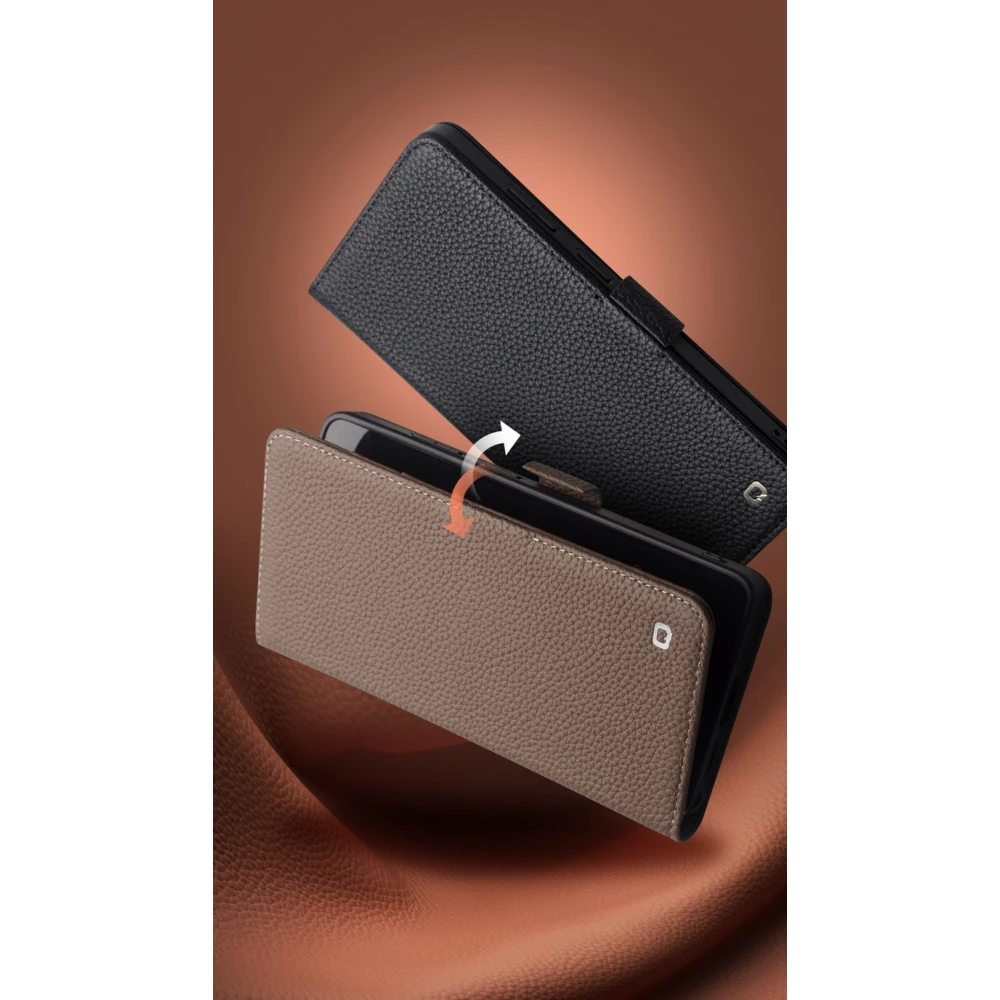 Samsung Galaxy S26 Ultra Case Hülle - Flip Qialino Full Grain Wallet Echtleder matt mit Magnetverschluss - Braun