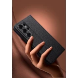 Samsung Galaxy S26 Ultra Case Hülle - Flip Qialino Full Grain Wallet Echtleder matt mit Magnetverschluss - Braun
