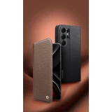 Samsung Galaxy S26 Ultra Case Hülle - Flip Qialino Full Grain Wallet Echtleder matt mit Magnetverschluss - Braun
