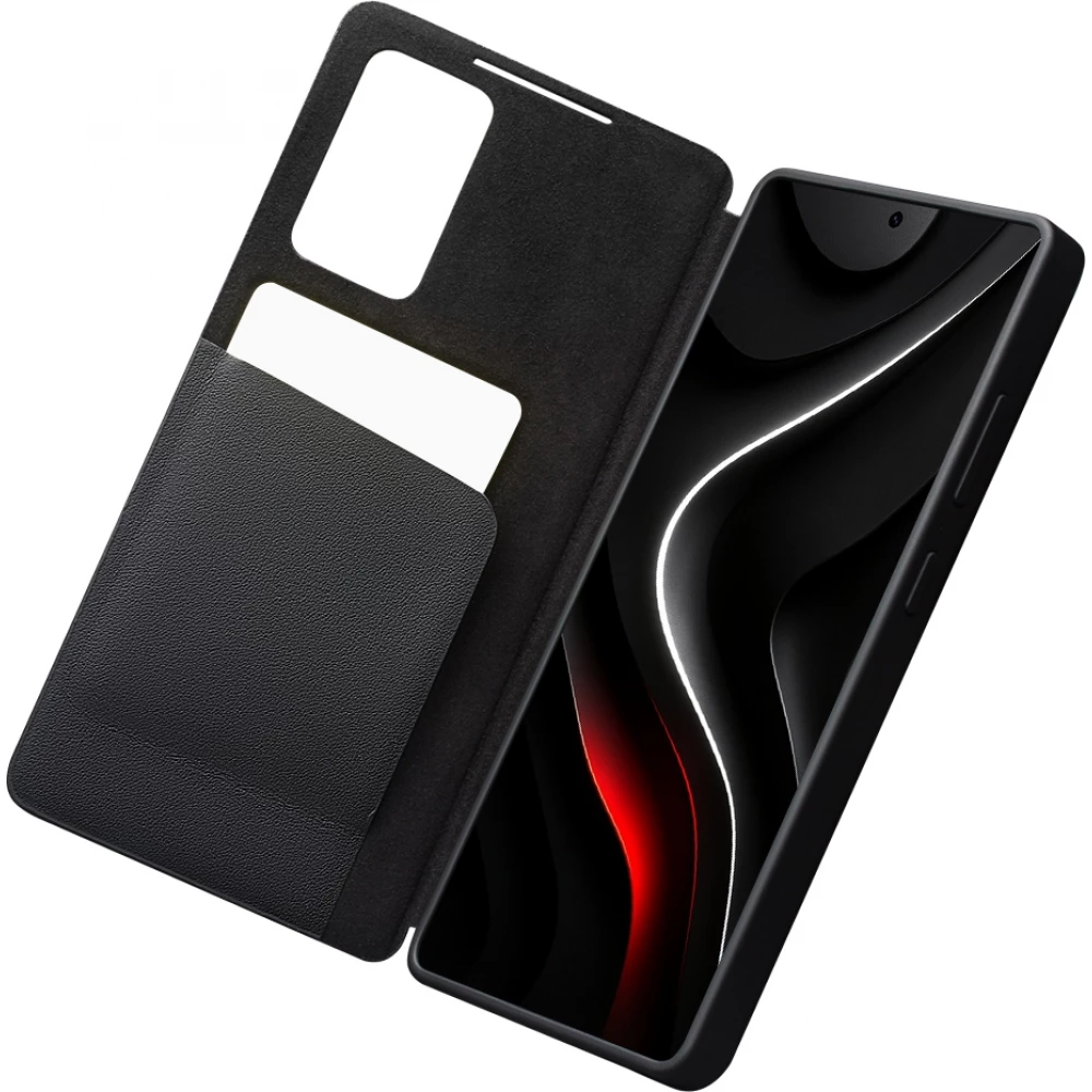 Galaxy S26 Ultra Case Hülle - Flip Qialino Ultra Smart Echtes Leder - Schwarz