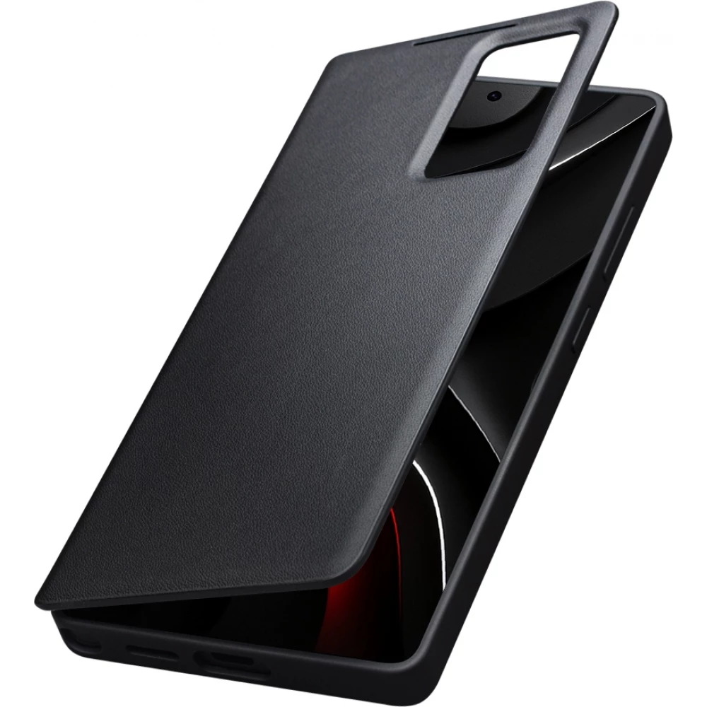 Galaxy S26 Ultra Case Hülle - Flip Qialino Ultra Smart Echtes Leder - Schwarz