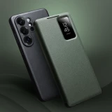 Galaxy S26 Ultra Case Hülle - Flip Qialino Ultra Smart Echtes Leder - Schwarz