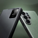 Galaxy S26 Ultra Case Hülle - Flip Qialino Ultra Smart Echtes Leder - Schwarz