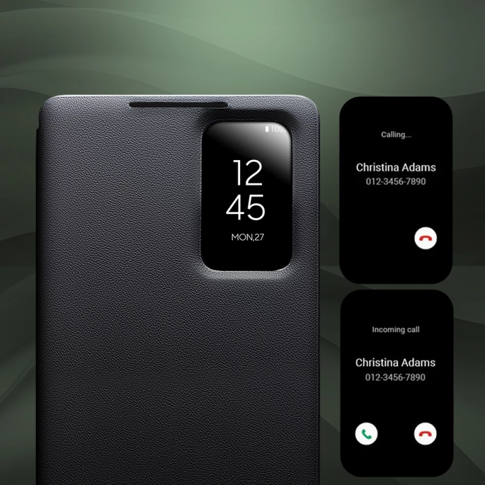 Galaxy S26 Ultra Case Hülle - Flip Qialino Ultra Smart Echtes Leder - Schwarz