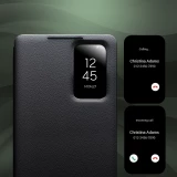 Galaxy S26 Ultra Case Hülle - Flip Qialino Ultra Smart Echtes Leder - Schwarz